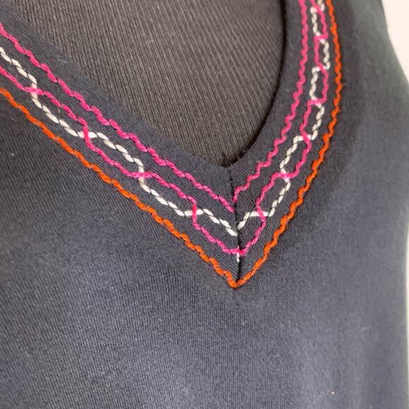 Ella Moss black red embroidered sleeveless fringe trim romper size Medium - Picture 4 of 11